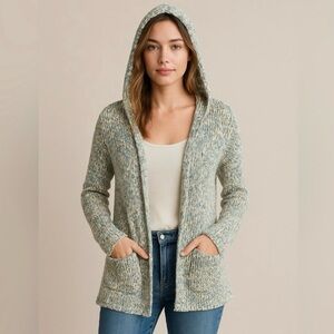 Anthropologie MOTH Hooded Chunky Knit Cardigan Sweater